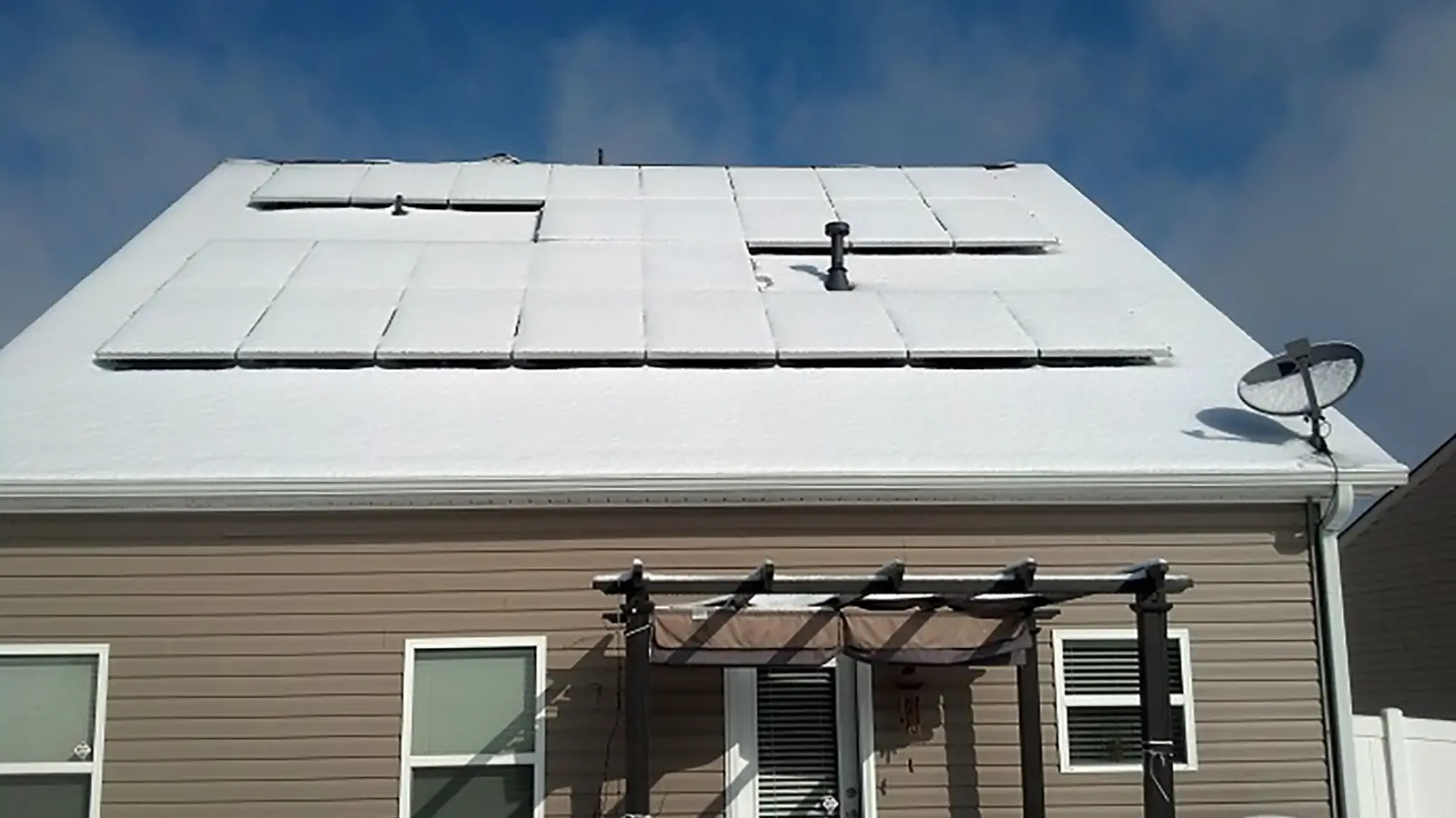 Rooftop solar panels in Hiram, Georgia, after a rare snow event